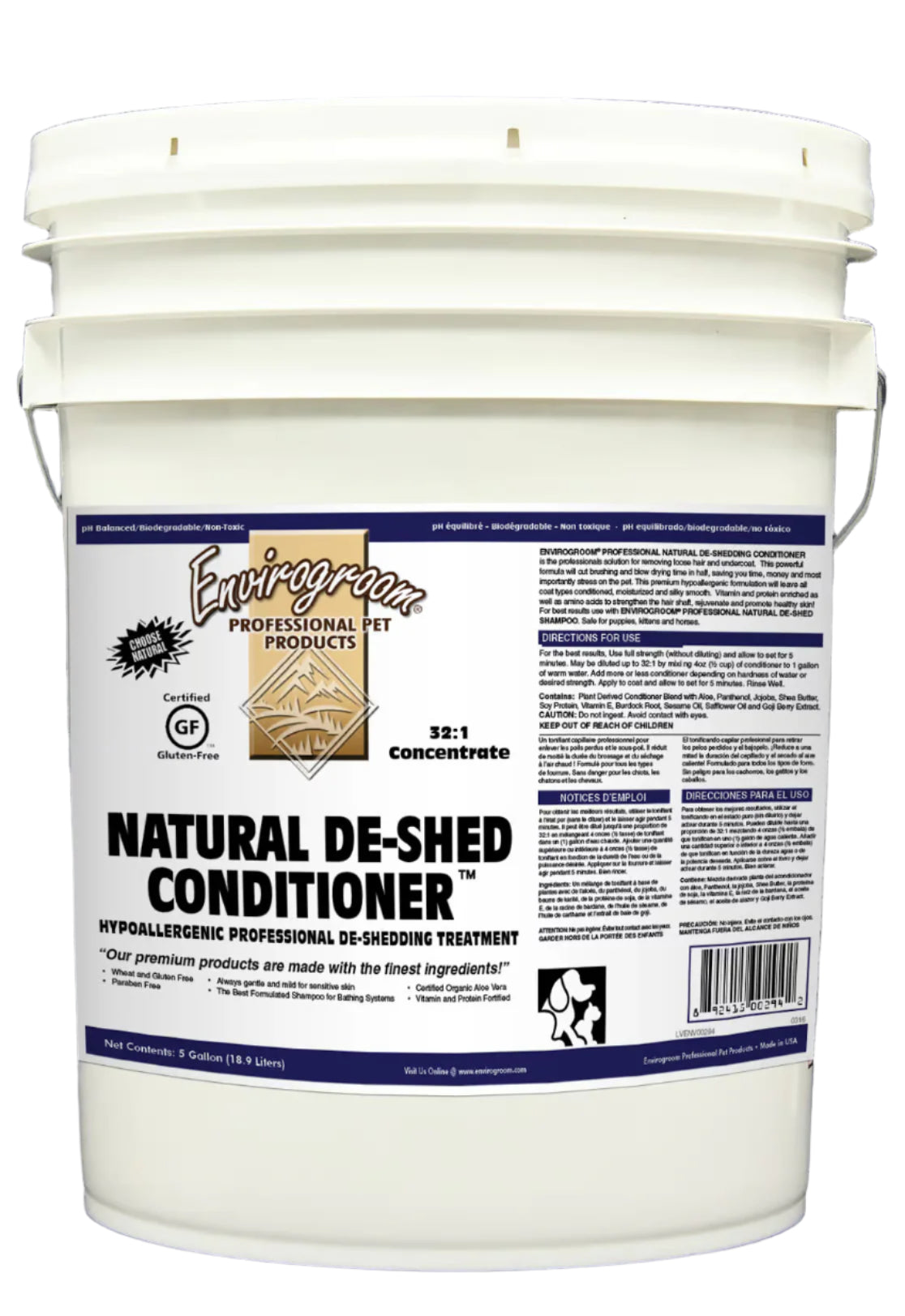 Envirogroom Natural De-Shed Conditioner Dilutes 32:1