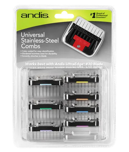 Andis Universal Stainless Steel Combs 8-Piece Set