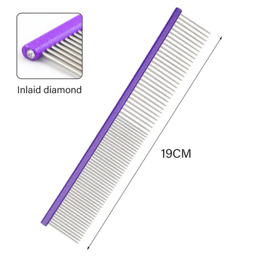 Pet Care Products Finishing Comb -Purple 7.5" x 1.3"