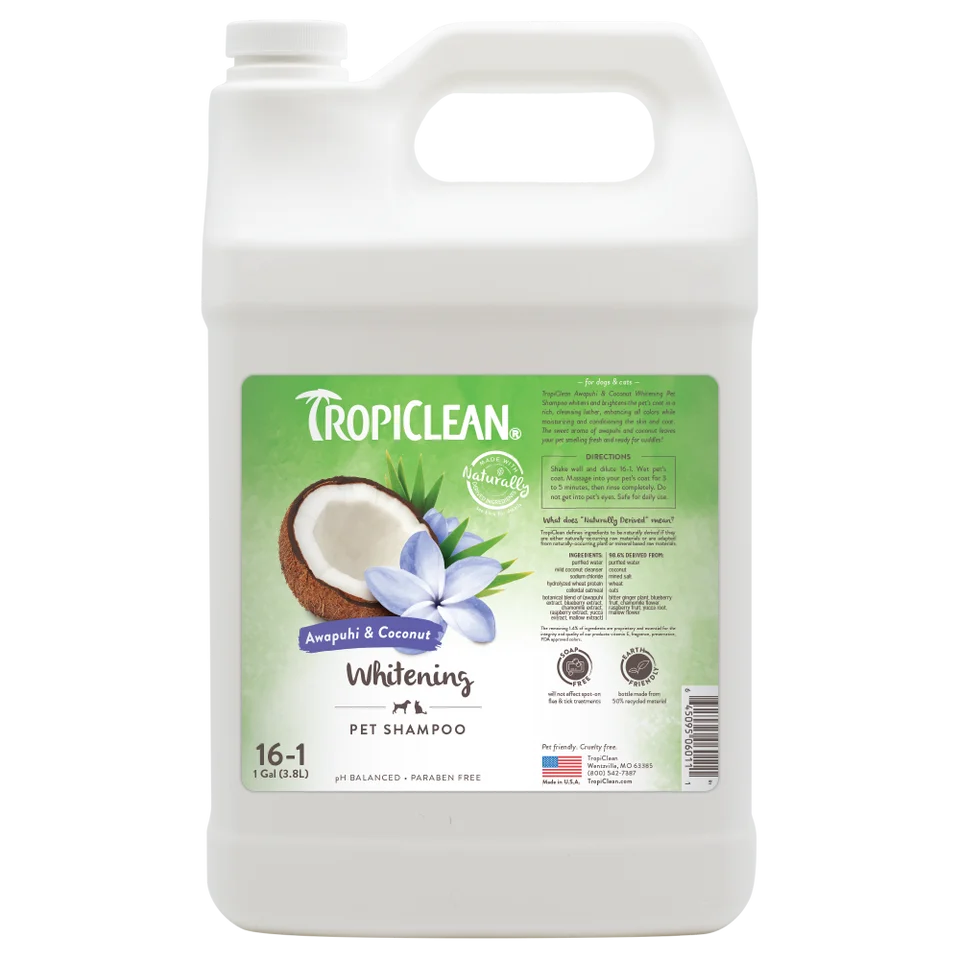 Tropiclean Awapuhi & Coconut Whitening Shampoo Gallon 16:1